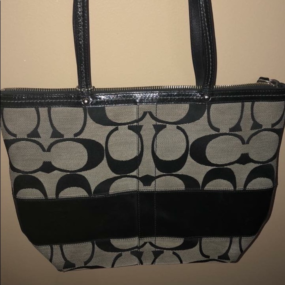Black & grey Coach purse